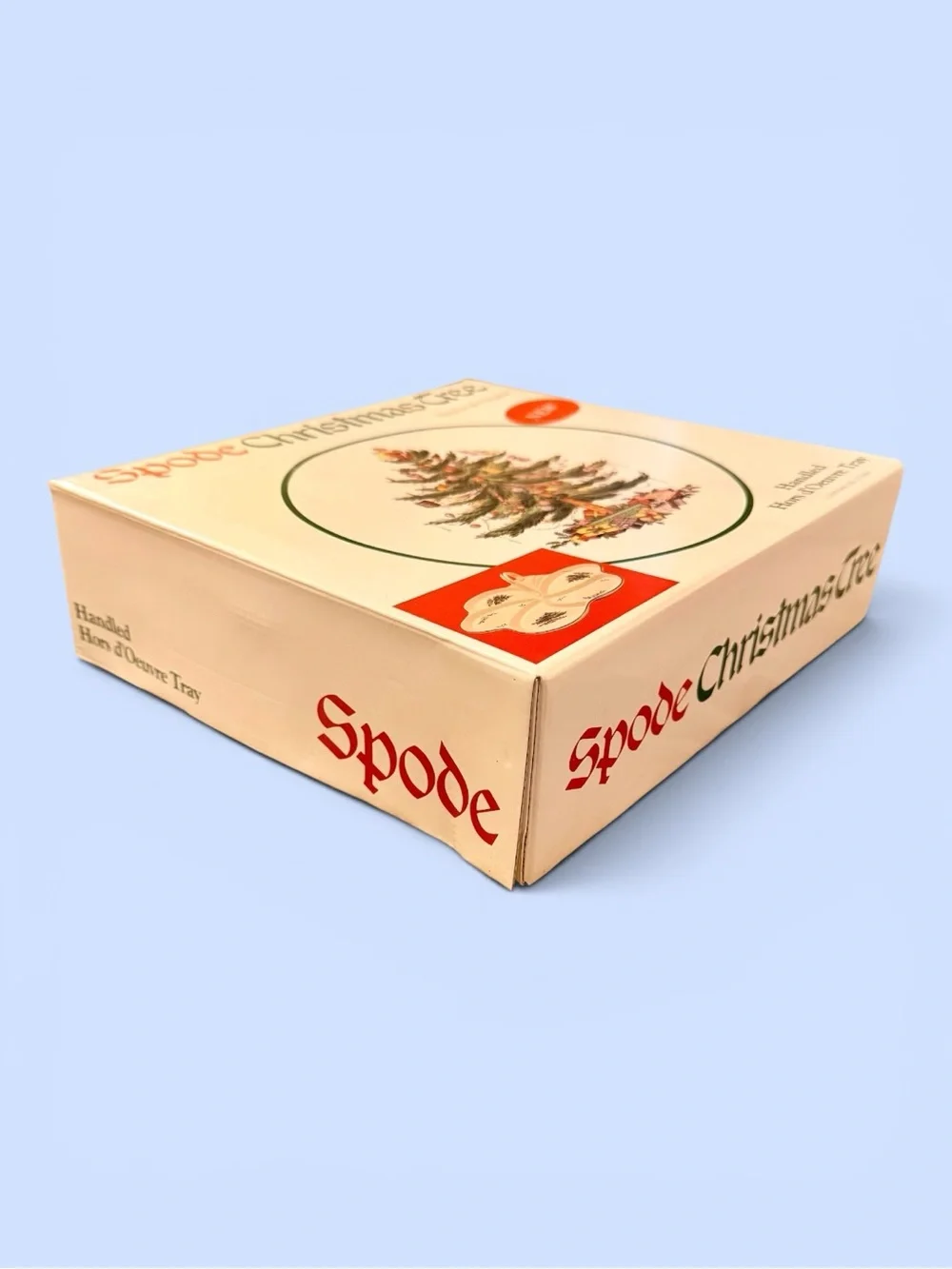 VTG Spode Christmas Tree Handled Hors d'Oeuvre Tray Made in England Original Box - Picture 9 of 9